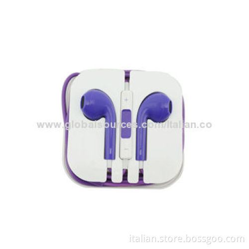 High-quality Colorful Earphones for iPhone 5, Customized Logos Printing Welcomed